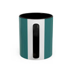 Surfing Art Coffee Mug — Teal Accent Ceramic Mug with Surfer Painting (11/15 oz)