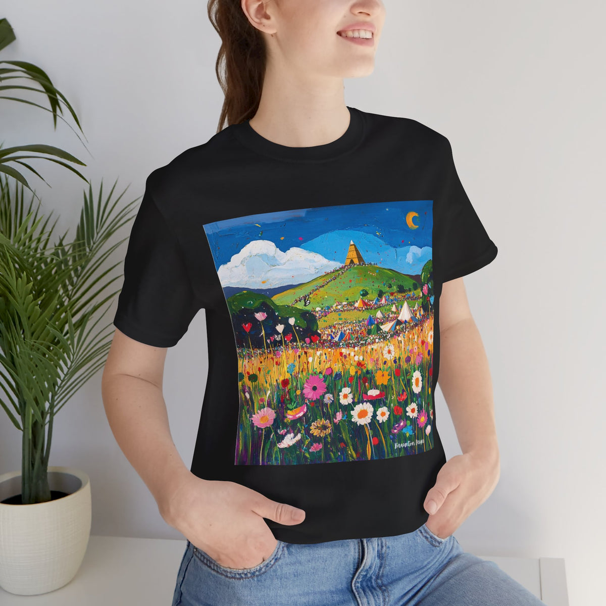 Floral Meadow Women's Tee – Whimsical Hilltop Garden Graphic