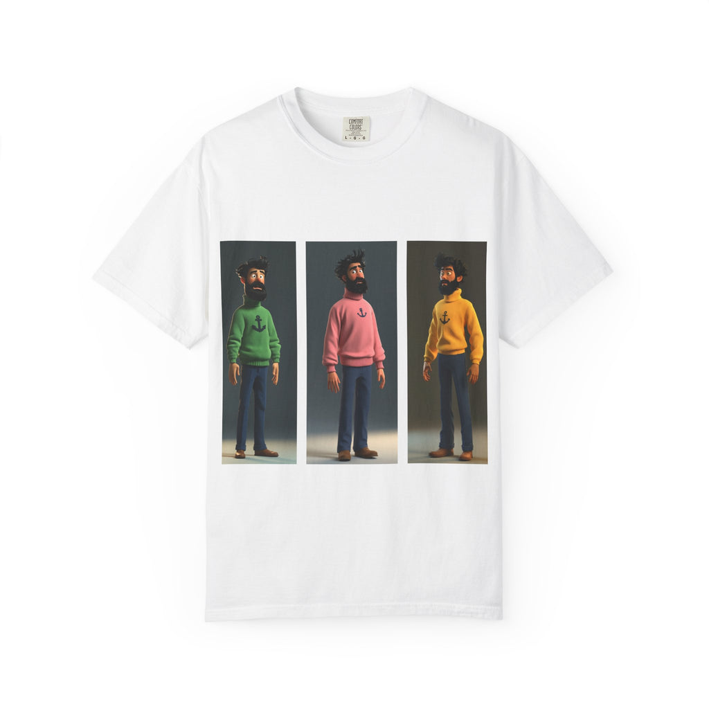 Retro Triptych Crew Graphic T-Shirt — Three Color Sweater Men Print