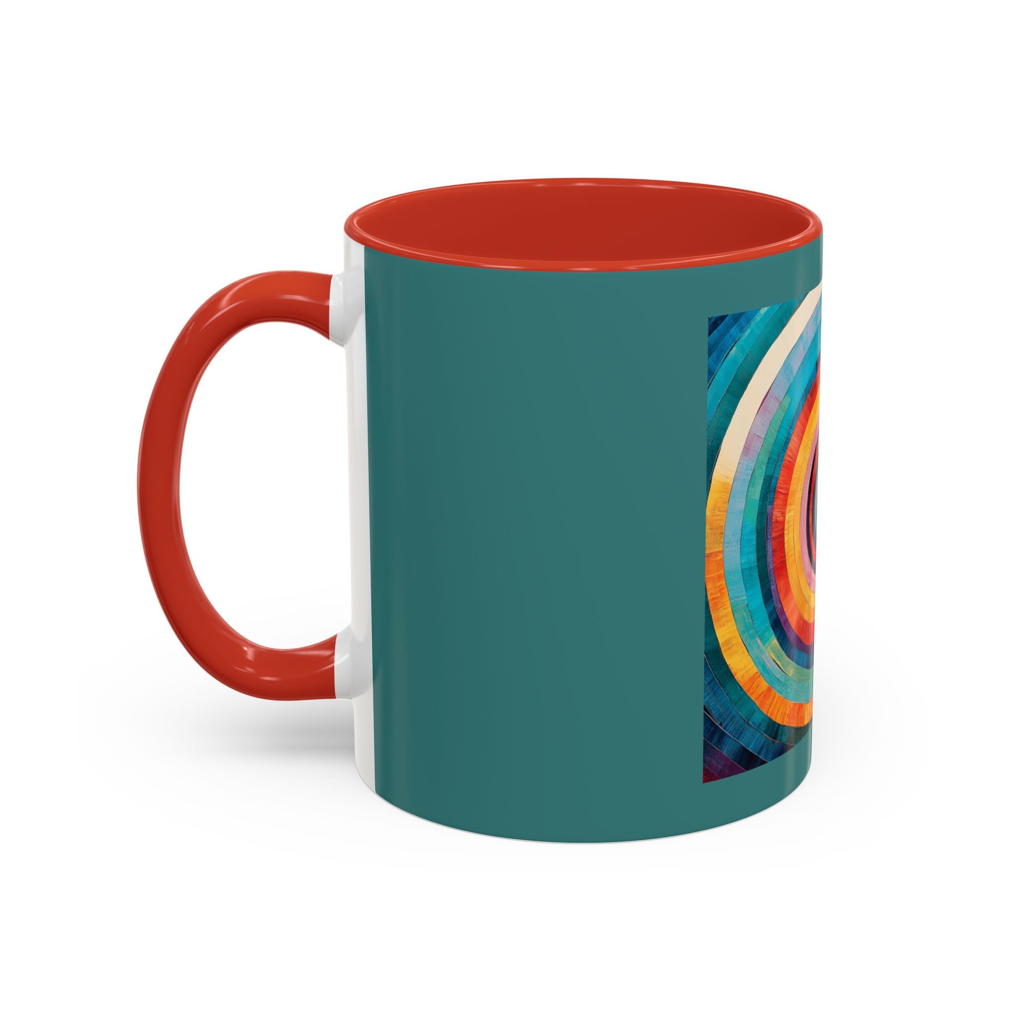 Colorful Concentric Circle Accent Coffee Mug – Vibrant Retro Art Design (11/15oz)
