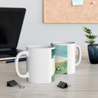 Coastal Beach Scene Mug | Seaside Cliff Painting Ceramic Mug