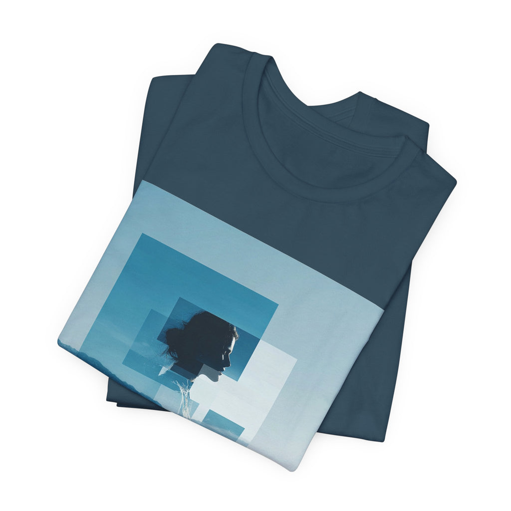 Blue Dreamscape Tee — Surreal Layered Silhouette T-Shirt