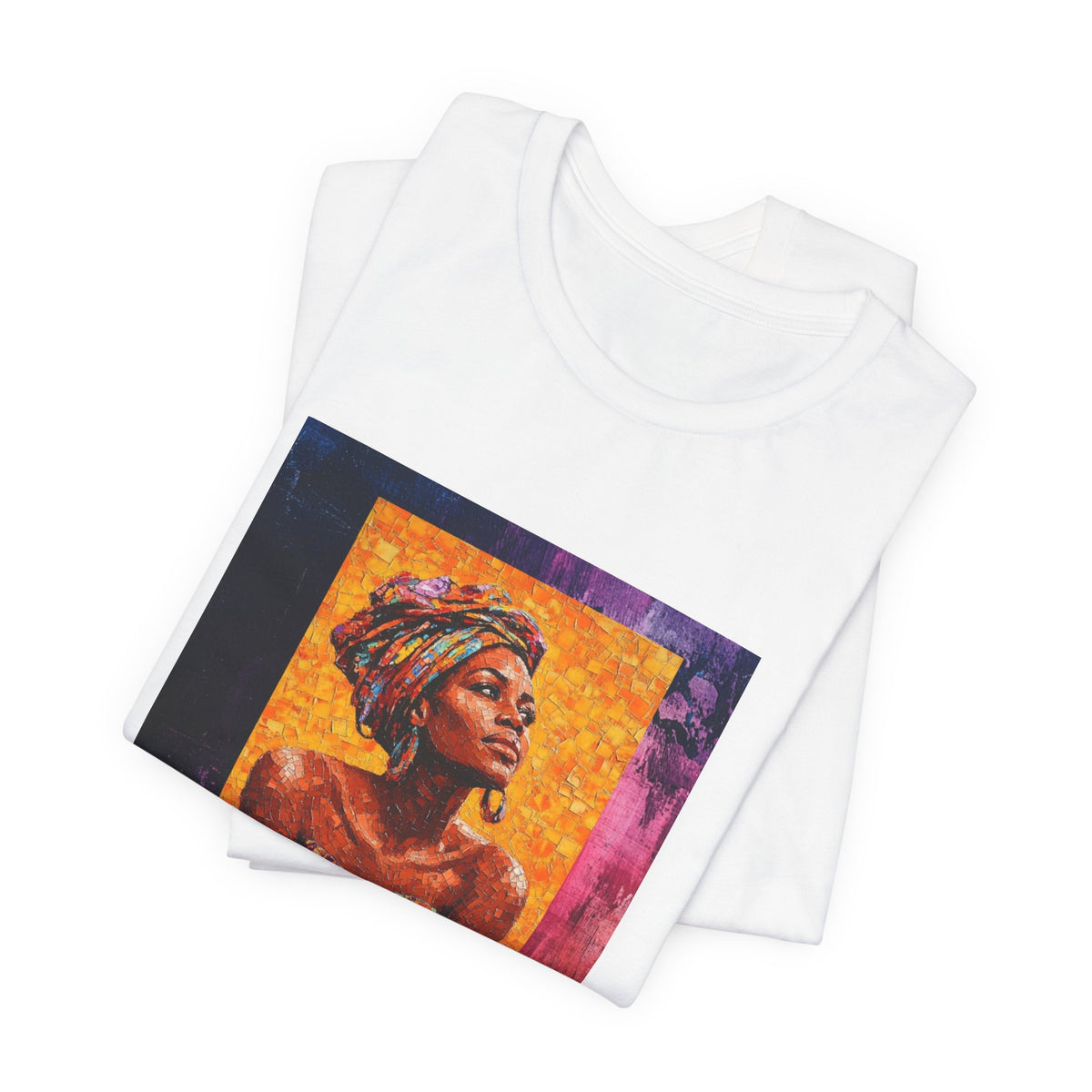 African Queen Portrait T-Shirt — Colorful Headwrap Art Tee