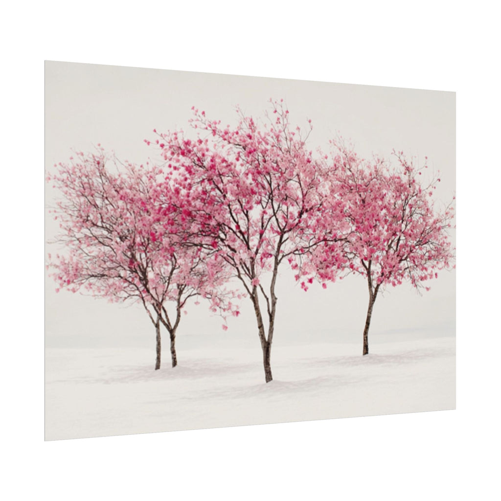 Pink Blossom Tree Rolled Poster | Cherry Blossom Wall Art, Minimal Landscape Print