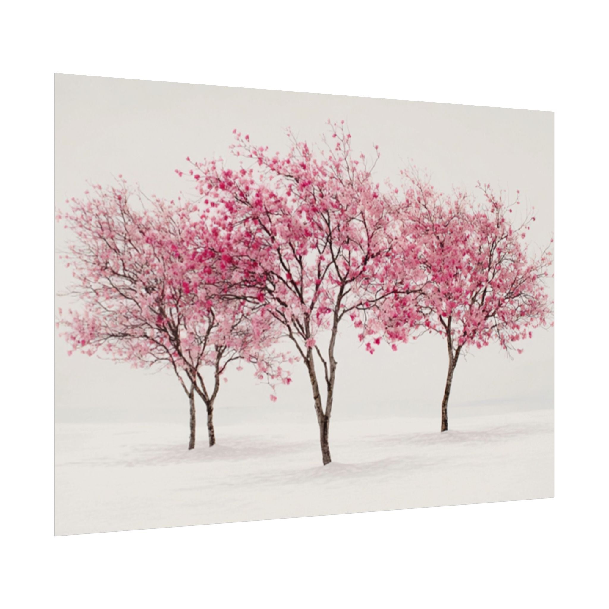 Pink Blossom Tree Rolled Poster | Cherry Blossom Wall Art, Minimal Landscape Print