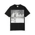 Vintage Beach Photo T‑Shirt — Coastal Retro Palm Print. Heavyweight Fabric