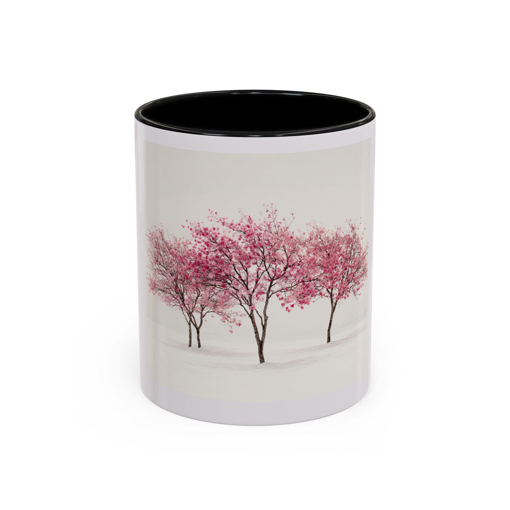 Cherry Blossom Accent Coffee Mug — Pink Tree Ceramic Mug (11/15oz)