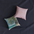 Beachfront Tree Square Pillow with Pink Backing — Coastal Throw Pillow