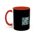 Geometric Floral Accent Coffee Mug — Blue Marble Circle Triangle Square