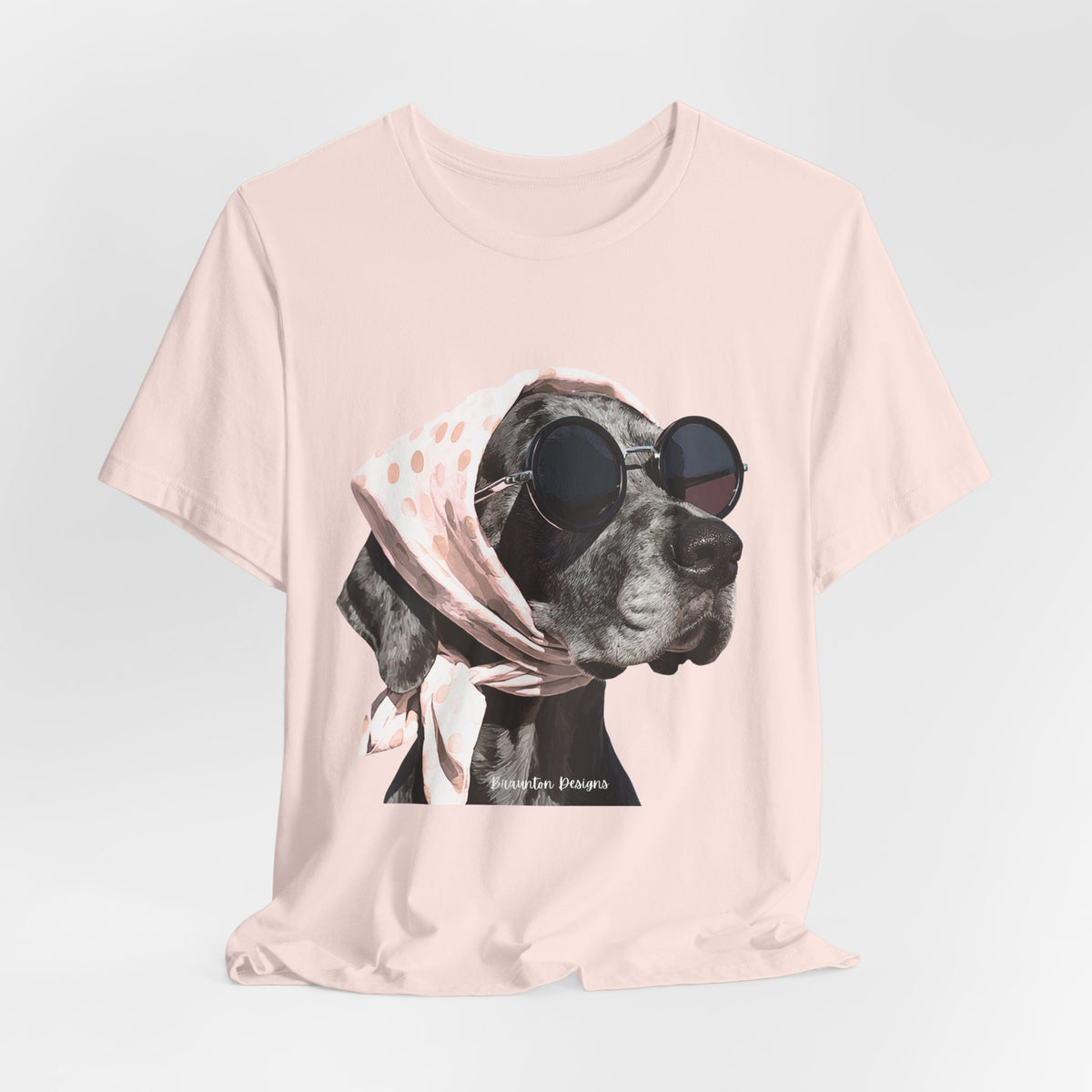 Vintage Dog Portrait T‑Shirt – Retro Sunglasses & Scarf Graphic. Lightweight fabric