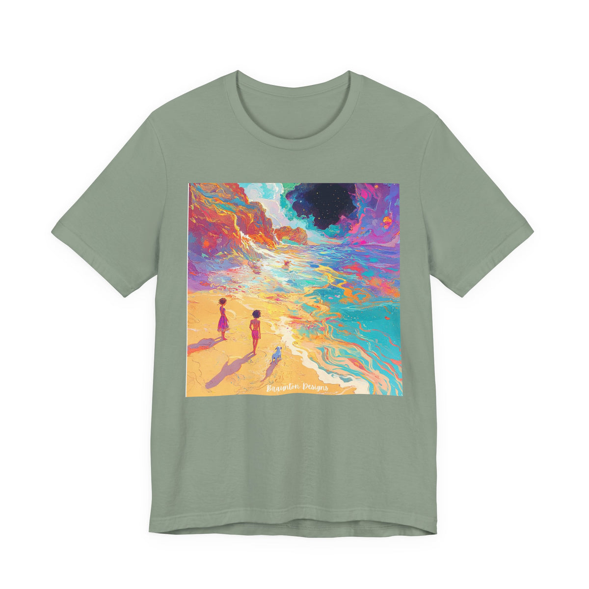 Surreal Beachscape T‑Shirt — Colorful Dreamy Seaside Art Tee- Lightweight fabric