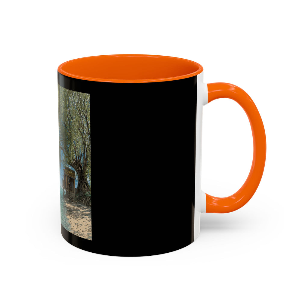 Coastal Cabin Beach Scene Accent Coffee Mug