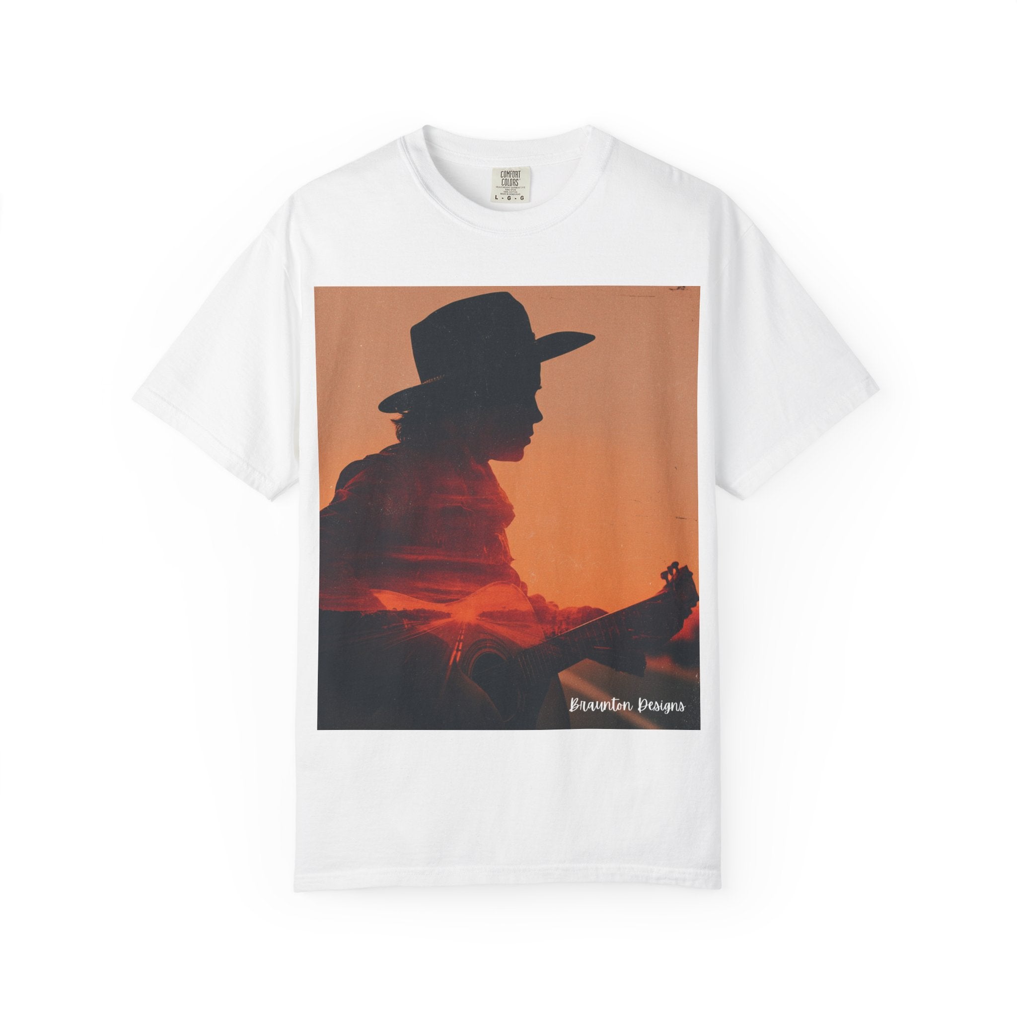 Cowboy Sunset T‑Shirt — Silhouette Guitarist Graphic Tee