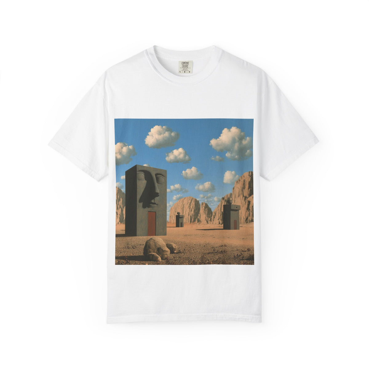 Surreal Desert Monolith T-Shirt — Retro Rocky Landscape Art Tee