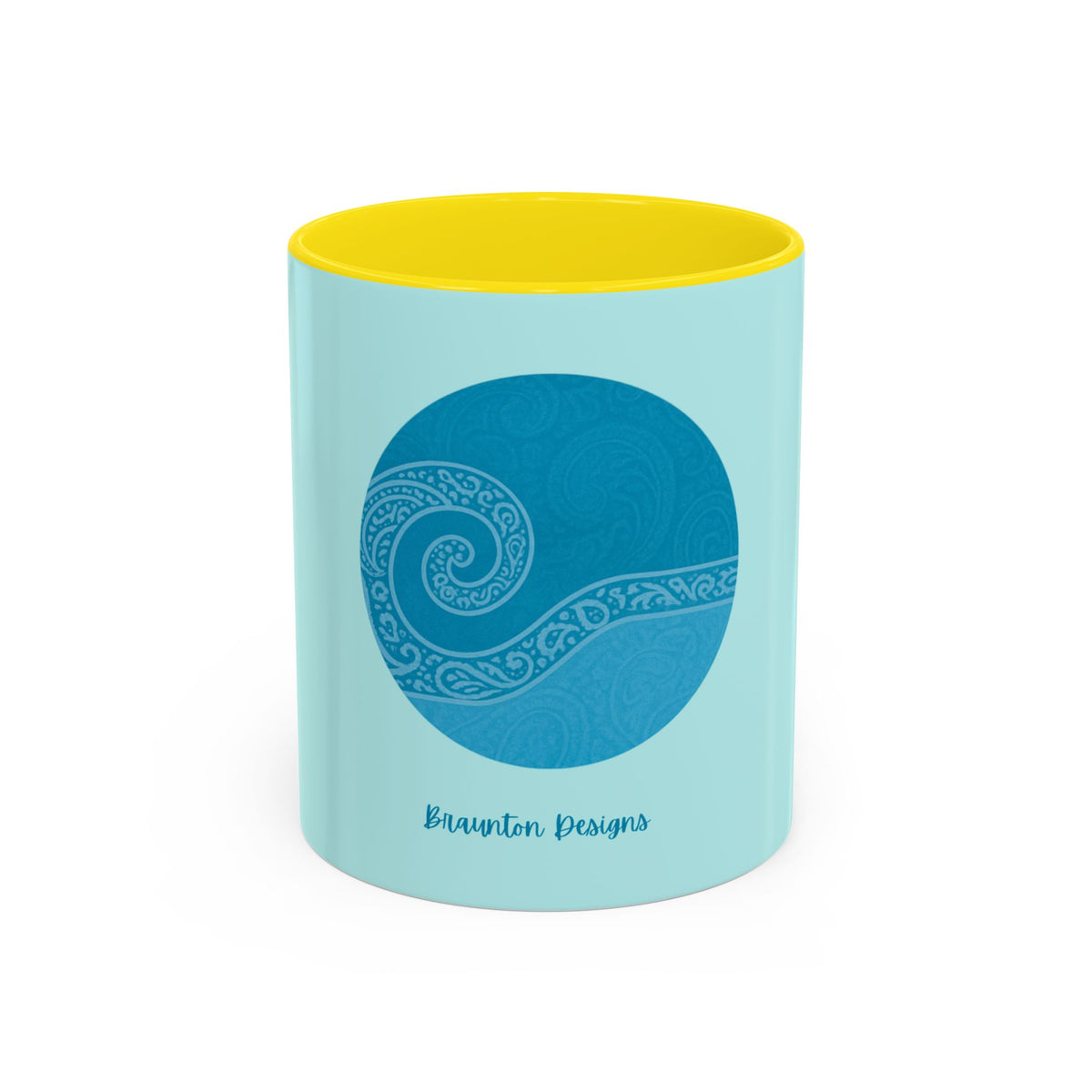 Blue Wave Accent Coffee Mug – Ocean Swirl 11/15oz Ceramic