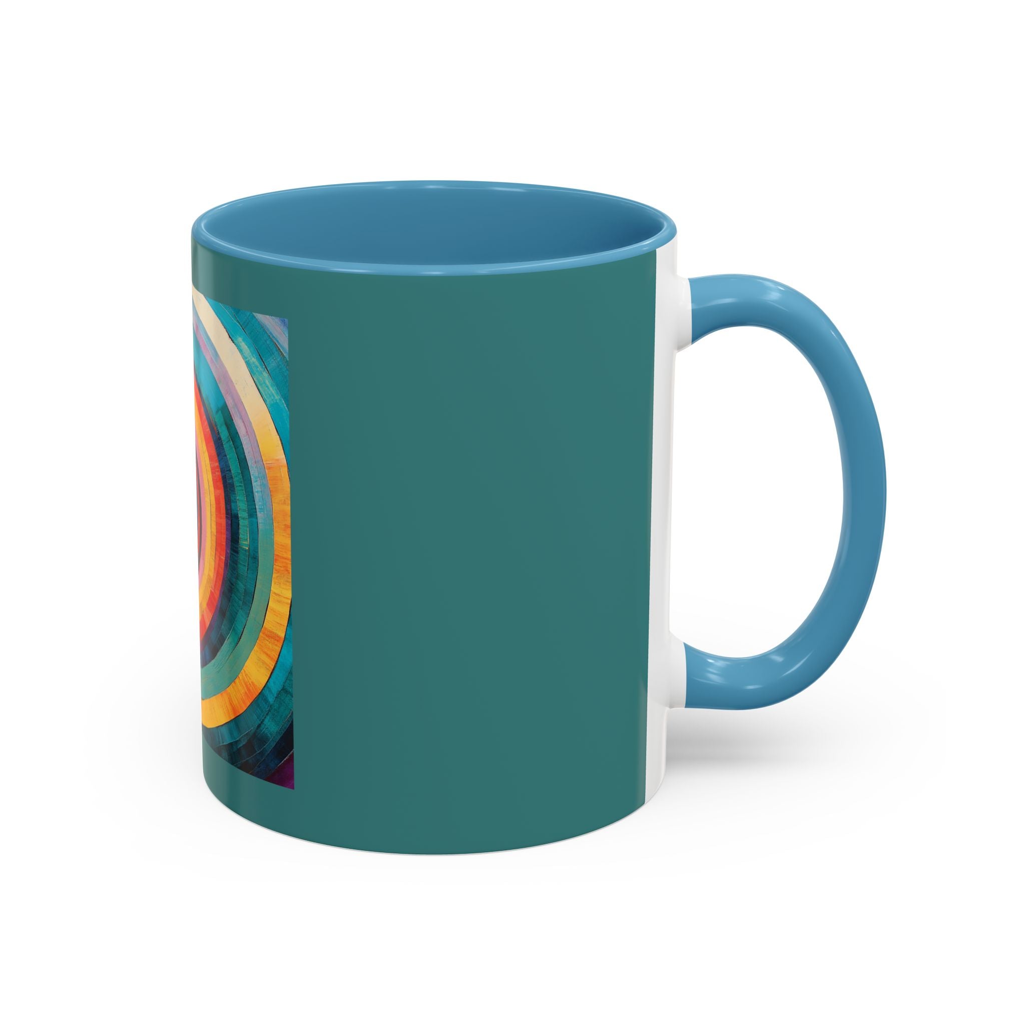 Colorful Concentric Circle Accent Coffee Mug – Vibrant Retro Art Design (11/15oz)