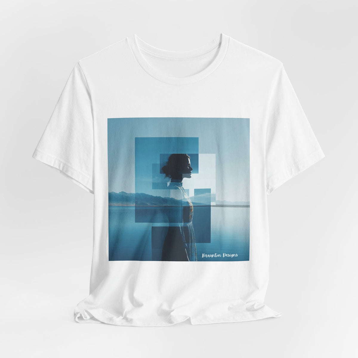 Blue Dreamscape Tee — Surreal Layered Silhouette T-Shirt