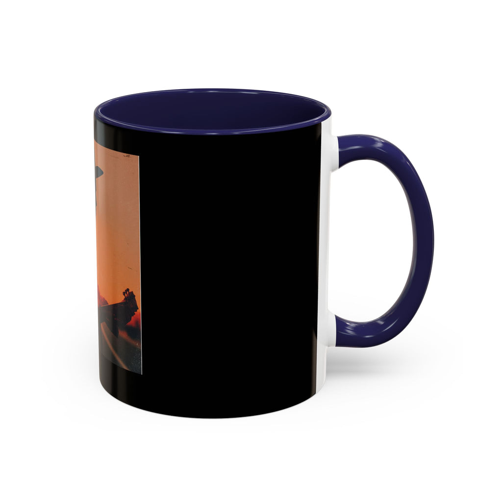 Sunset Guitarist Accent Coffee Mug — Silhouette Music Lover Gift