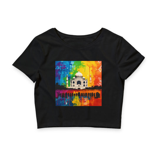 Artistic Crop Tee, Colourful Women's Top, Gym Wear Shirt, Gift for Her, Bright Casual Clothing - Women's Crop Top, Workout Tee, Graphic Tee,