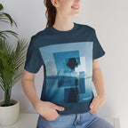 Blue Dreamscape Tee — Surreal Layered Silhouette T-Shirt