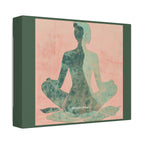 Meditative Silhouette Canvas Wall Art – Serene Yoga Pose in Teal & Blush