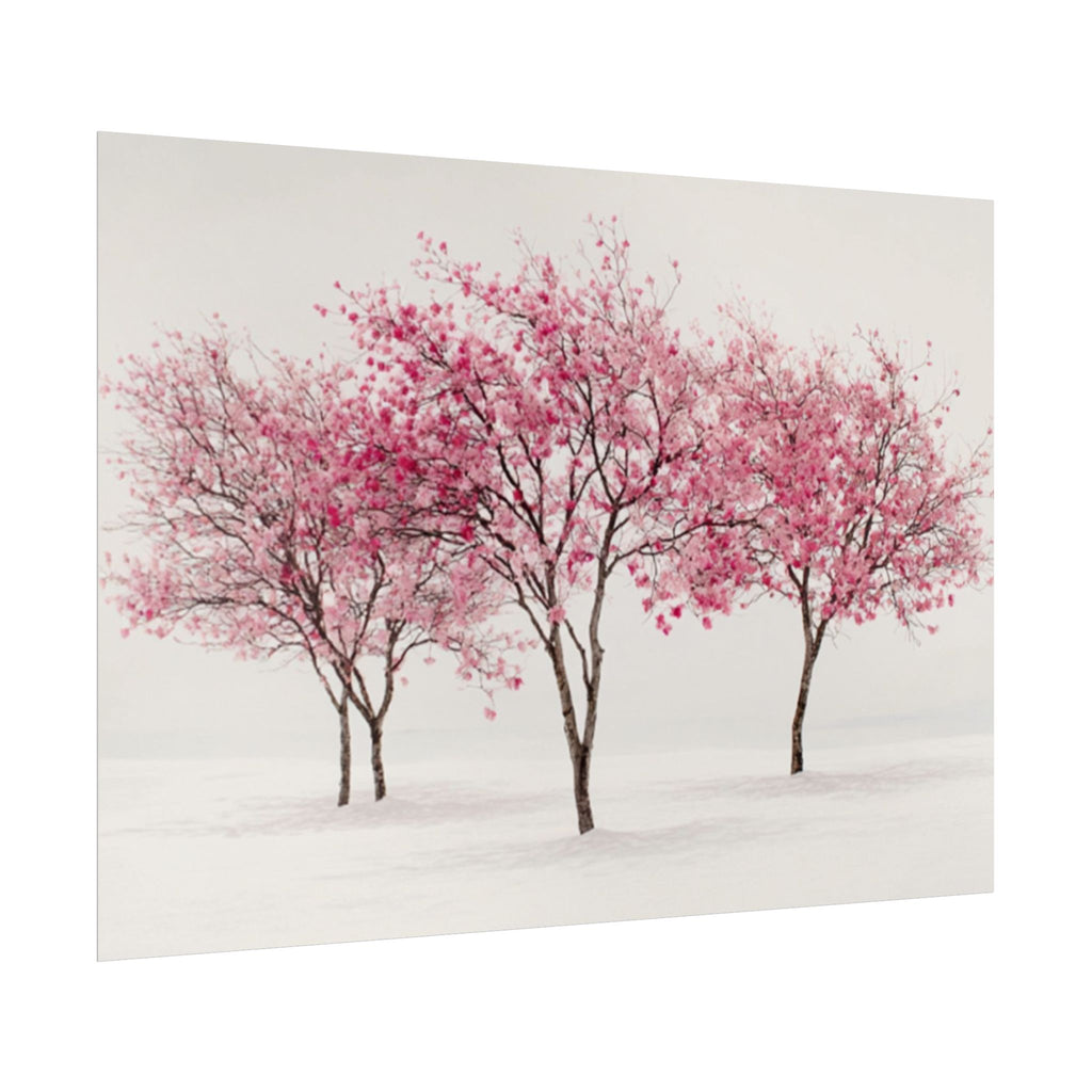 Pink Blossom Tree Rolled Poster | Cherry Blossom Wall Art, Minimal Landscape Print
