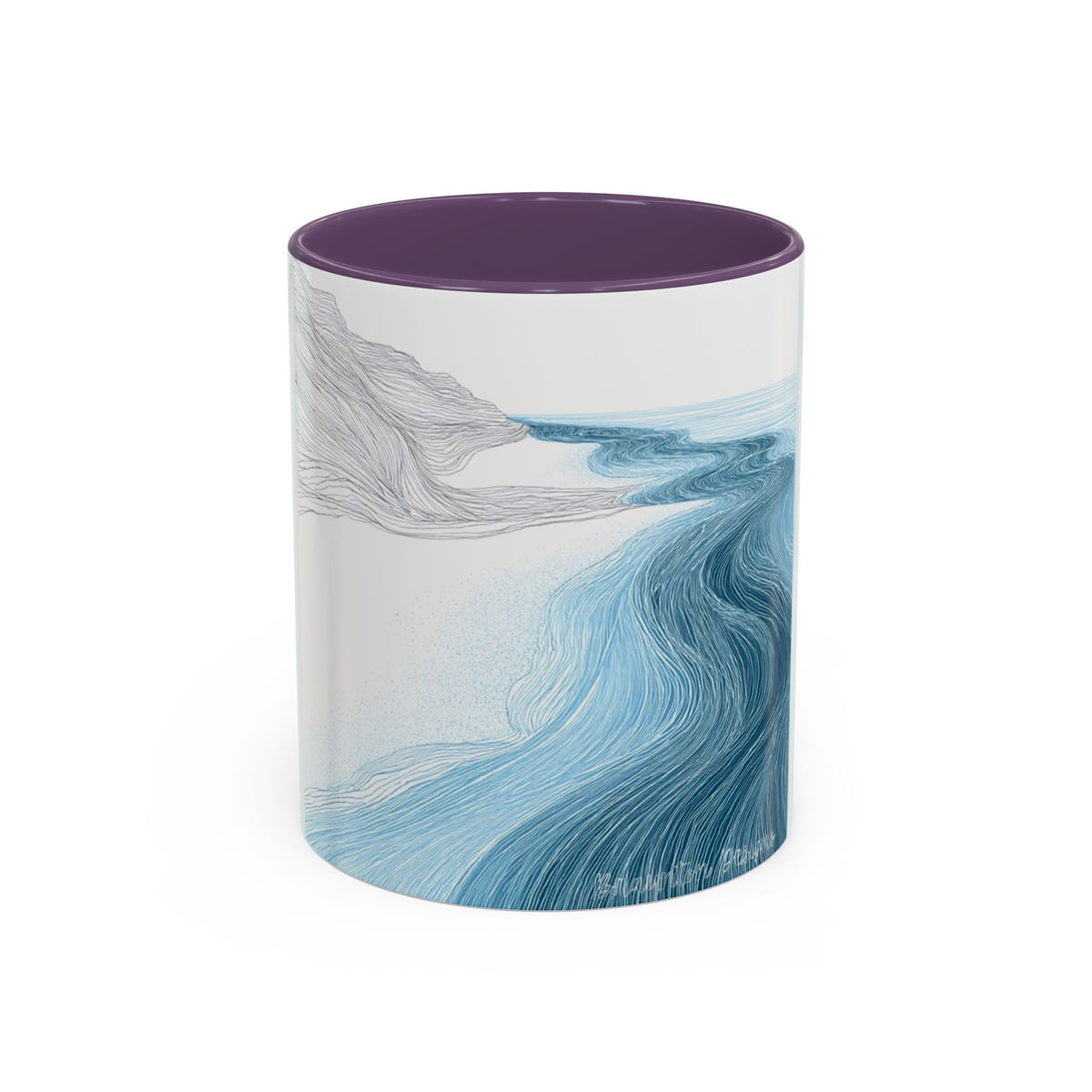 Blue Wave Accent Coffee Mug — Ocean Brushstroke Art (11/15oz)