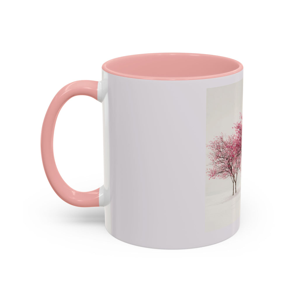 Cherry Blossom Accent Coffee Mug — Pink Tree Ceramic Mug (11/15oz)