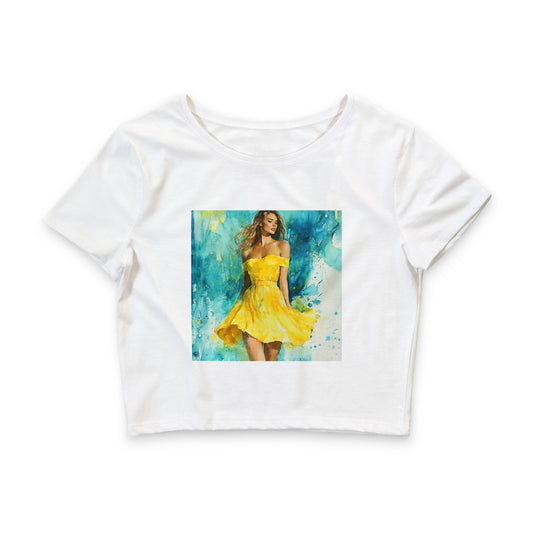 Sunny Vibes Women's Crop Tee - Bright Summer Top, Cute Graphic Shirt, Casual Outfit, Beach Wear, Gift for Her