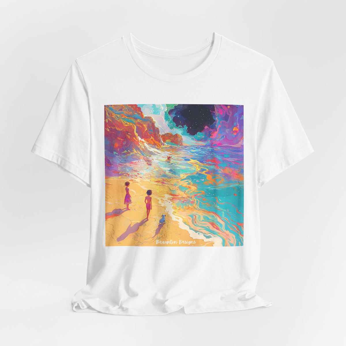 Surreal Beachscape T‑Shirt — Colorful Dreamy Seaside Art Tee- Lightweight fabric