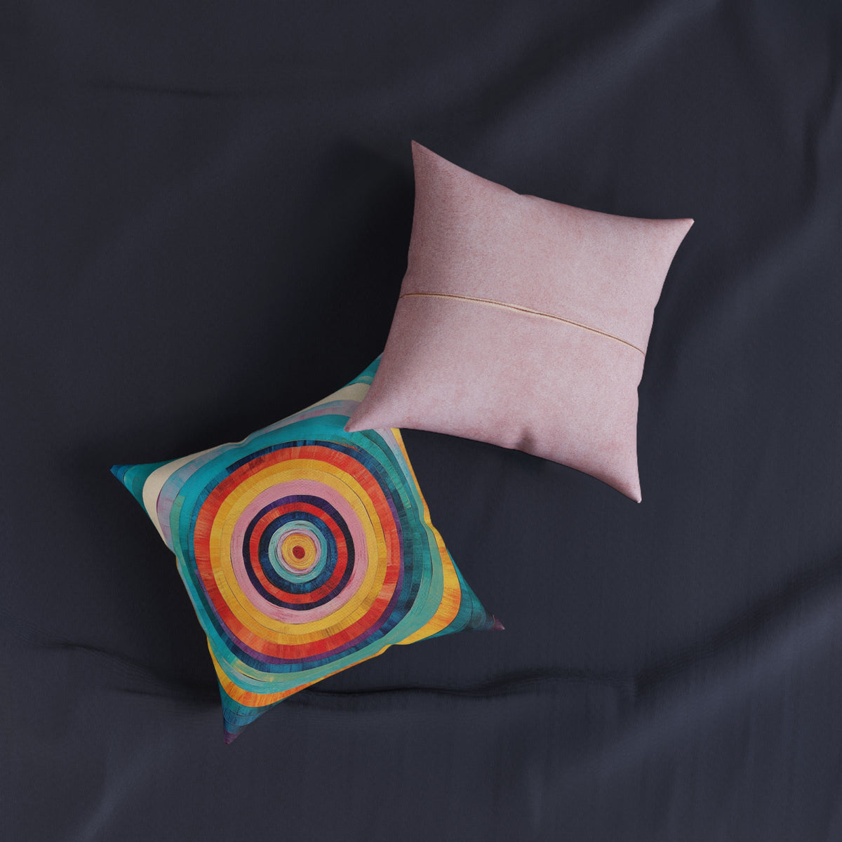 Colorburst Concentric Circles Pillow — Vibrant Rainbow Decorative Cushion