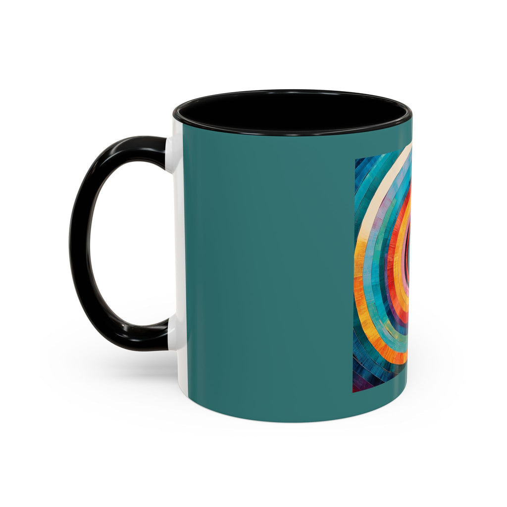 Colorful Concentric Circle Accent Coffee Mug – Vibrant Retro Art Design (11/15oz)