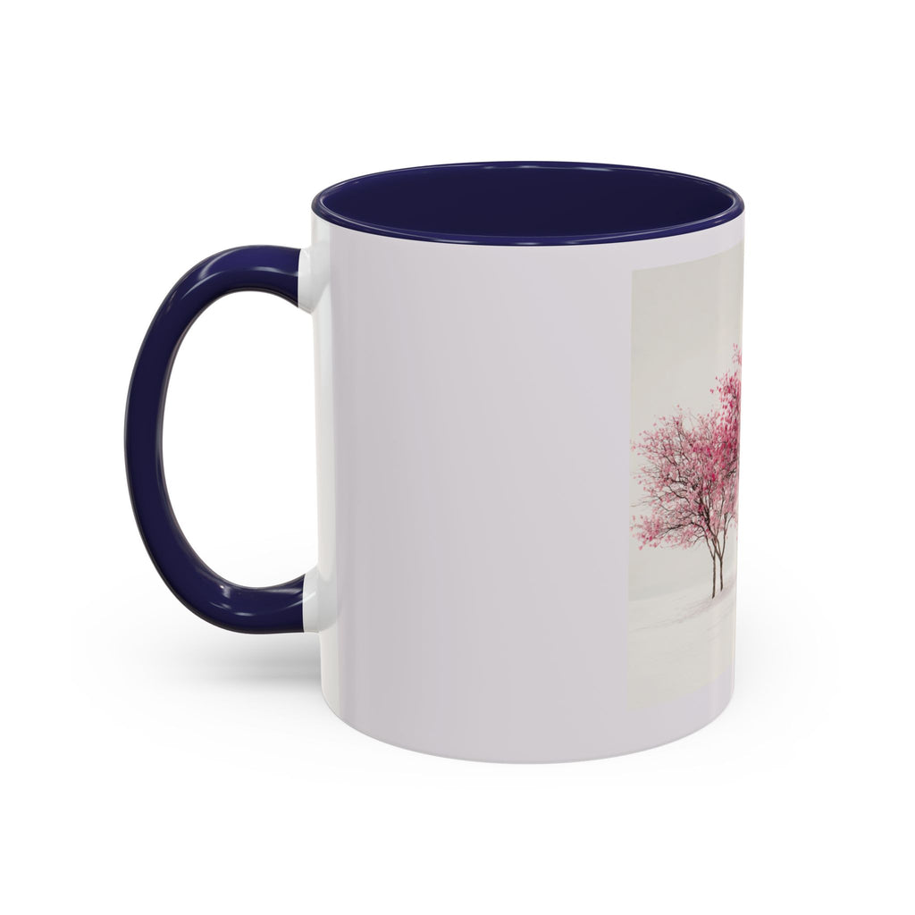 Cherry Blossom Accent Coffee Mug — Pink Tree Ceramic Mug (11/15oz)