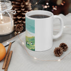Coastal Beach Scene Mug | Seaside Cliff Painting Ceramic Mug