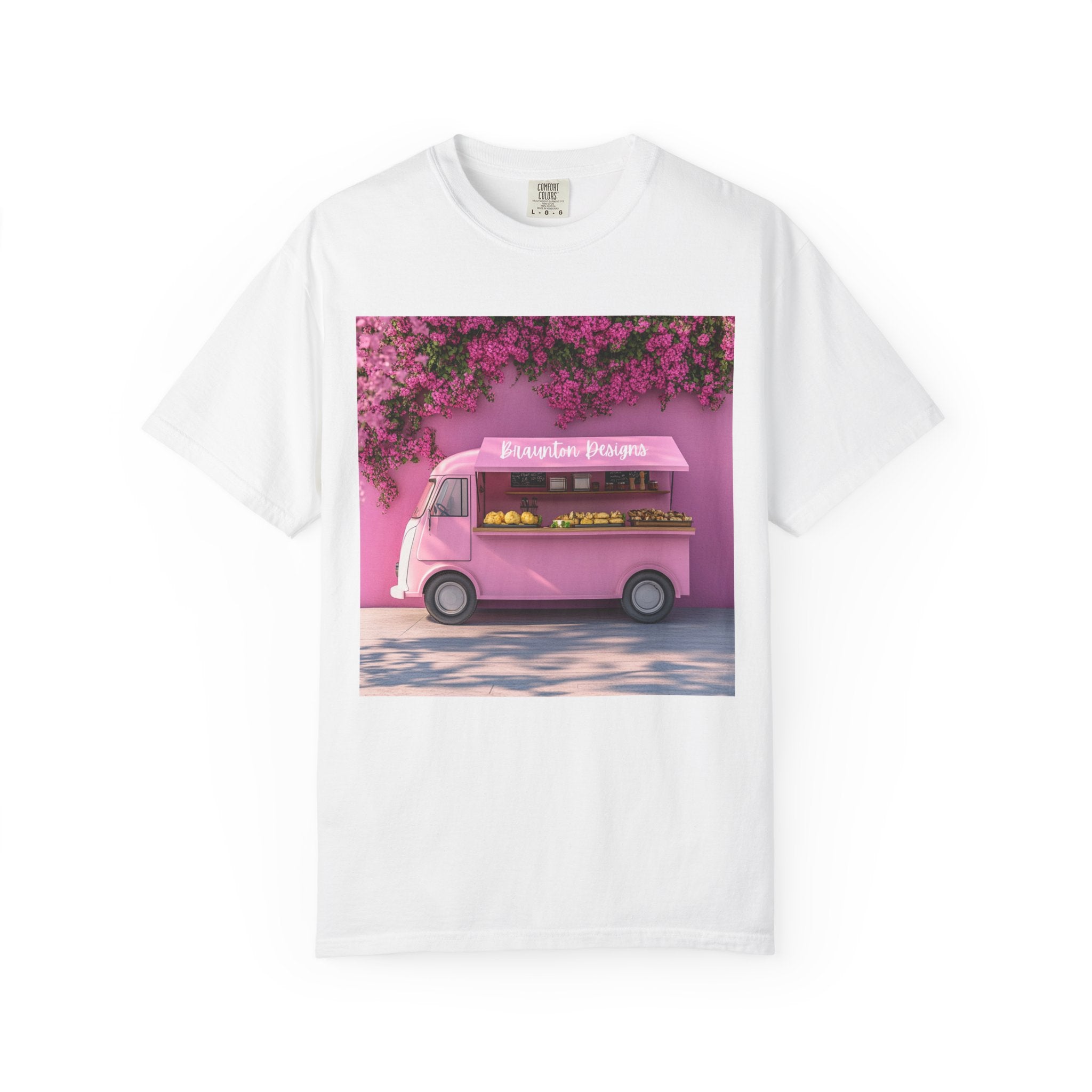 Pink Flower Truck T‑Shirt — Floral Market Van Graphic Tee