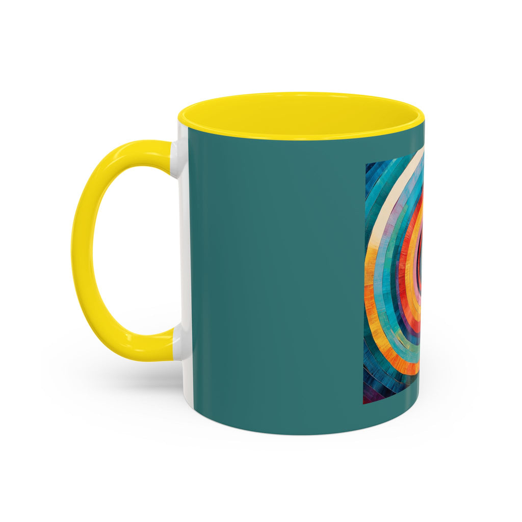 Colorful Concentric Circle Accent Coffee Mug – Vibrant Retro Art Design (11/15oz)
