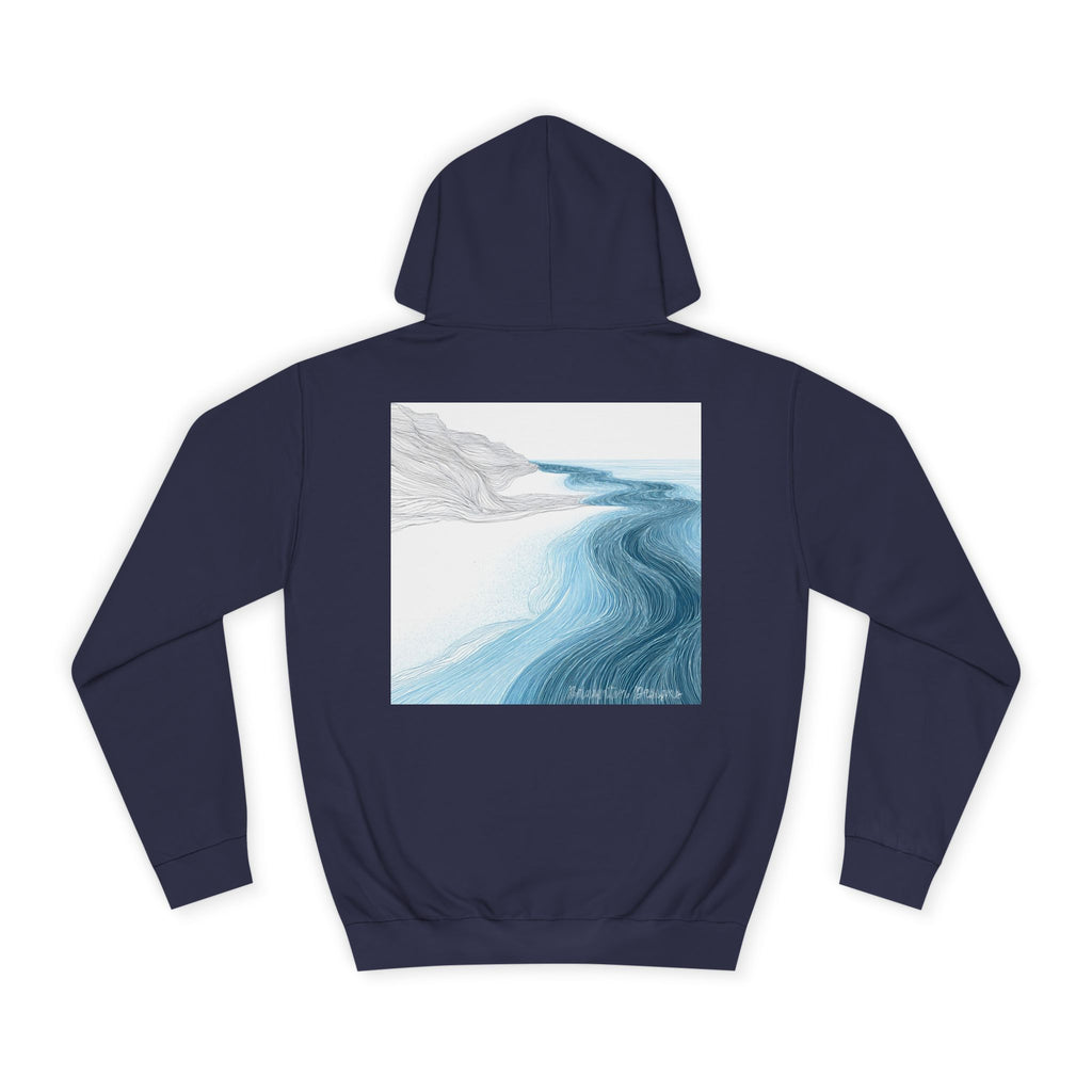 Ocean Wave College Hoodie — Blue Minimalist Campus Sweatshirt