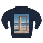 Beach Doorway Hoodie — Surreal Ocean Landscape Fleece Pullover