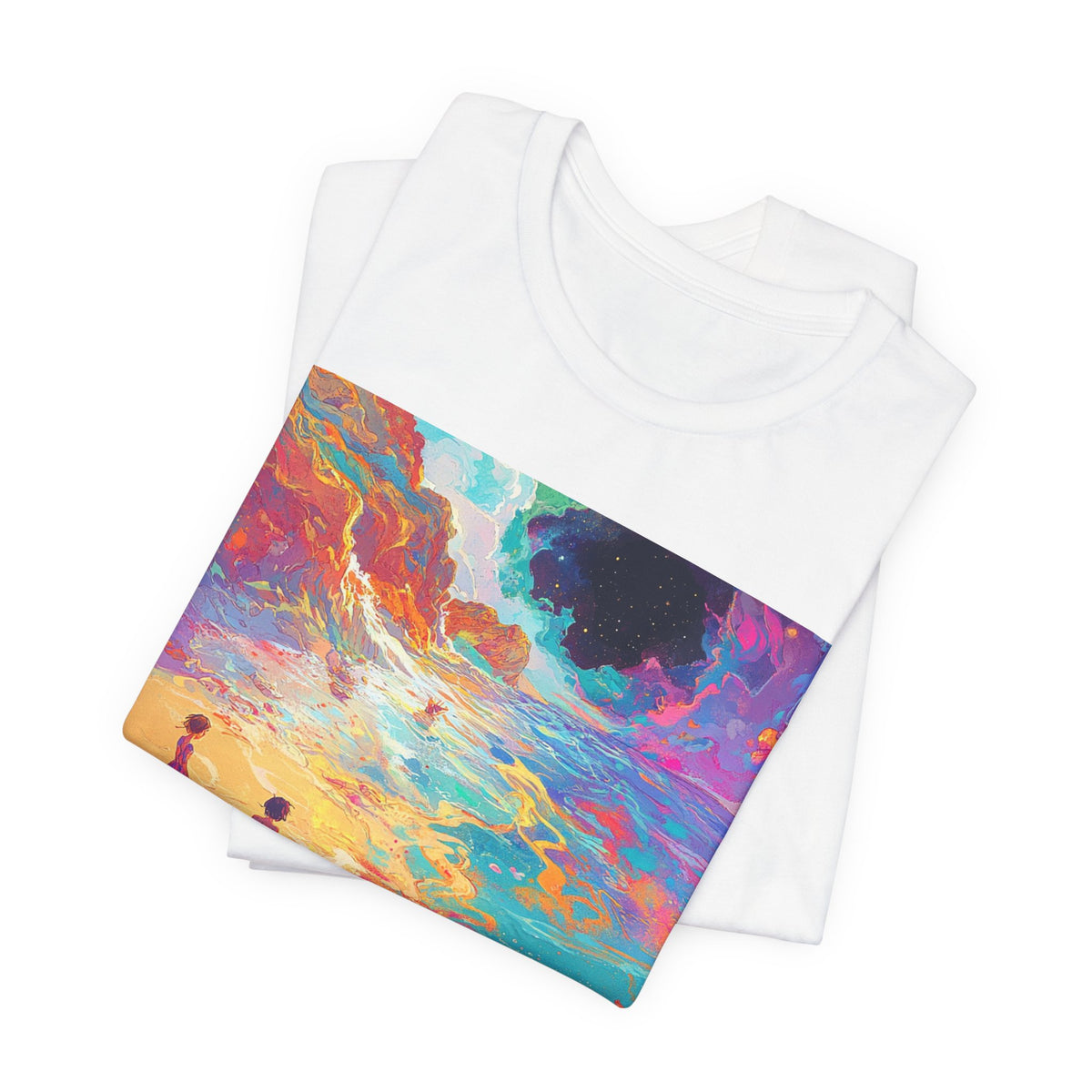 Surreal Beachscape T‑Shirt — Colorful Dreamy Seaside Art Tee- Lightweight fabric