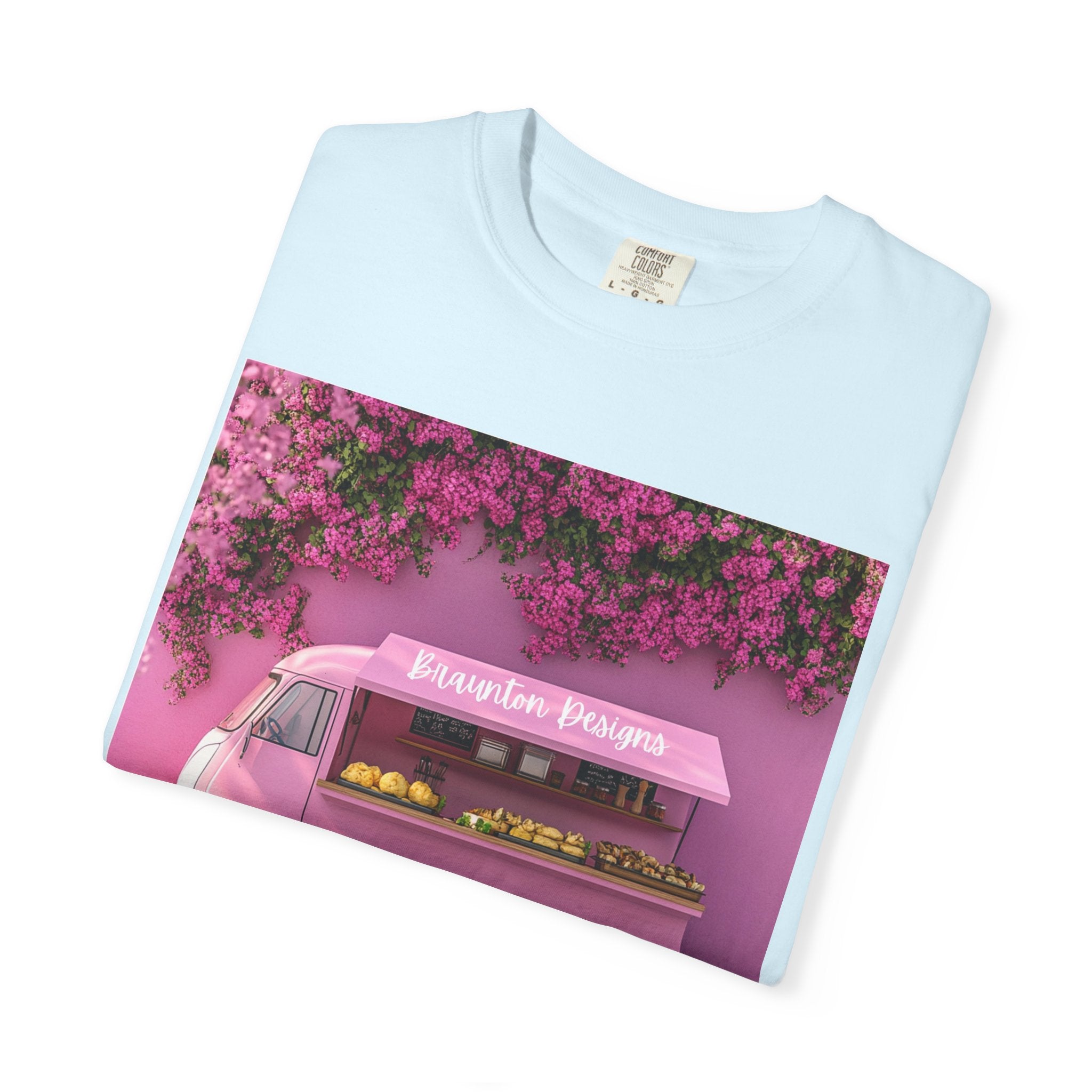Pink Flower Truck T‑Shirt — Floral Market Van Graphic Tee