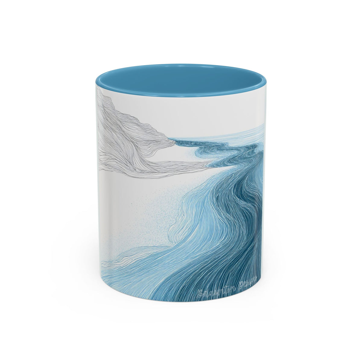 Blue Wave Accent Coffee Mug — Ocean Brushstroke Art (11/15oz)