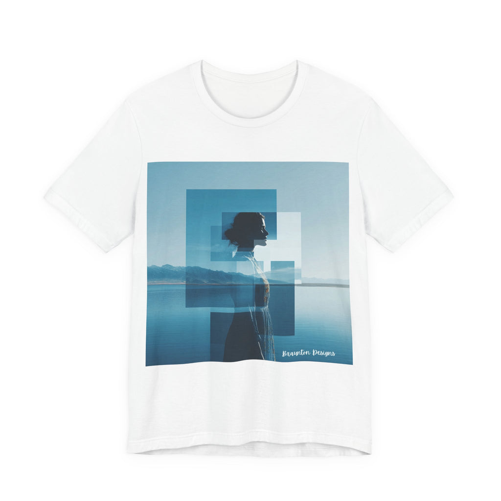 Blue Dreamscape Tee — Surreal Layered Silhouette T-Shirt