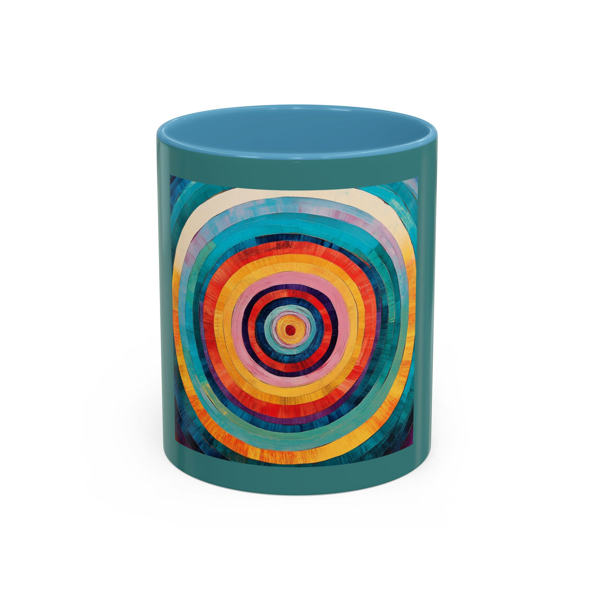 Colorful Concentric Circle Accent Coffee Mug – Vibrant Retro Art Design (11/15oz)