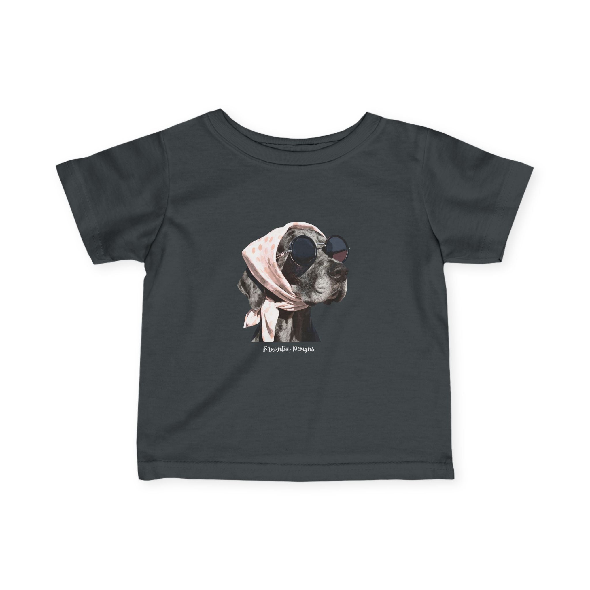 Infant Tee — Vintage Dog in Scarf & Sunglasses Baby T-Shirt