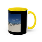 Beach Umbrellas Photo Coffee Mug — Scenic Oceanfront 11/15oz Accent Mug