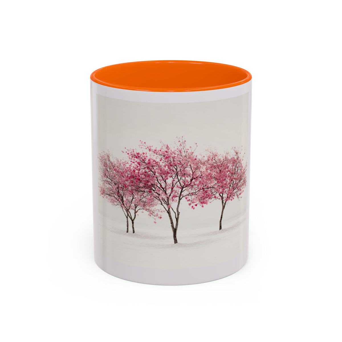 Cherry Blossom Accent Coffee Mug — Pink Tree Ceramic Mug (11/15oz)