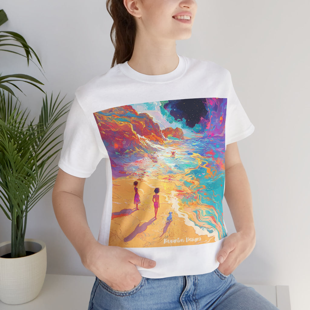 Surreal Beachscape T‑Shirt — Colorful Dreamy Seaside Art Tee- Lightweight fabric