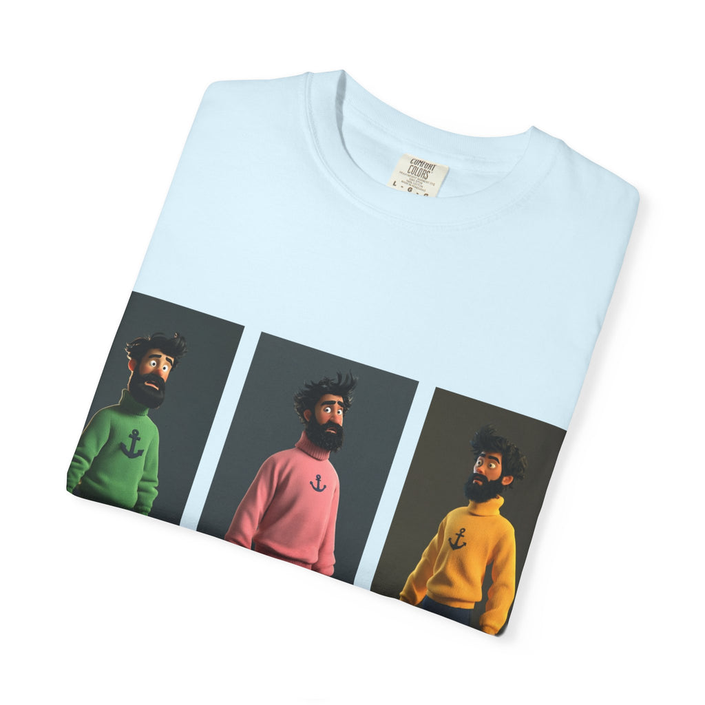 Retro Triptych Crew Graphic T-Shirt — Three Color Sweater Men Print