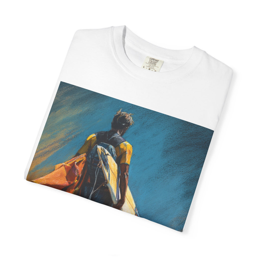 Surfer Art T-Shirt — Sunset Surfboard Painting Tee