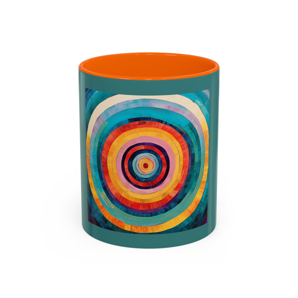Colorful Concentric Circle Accent Coffee Mug – Vibrant Retro Art Design (11/15oz)